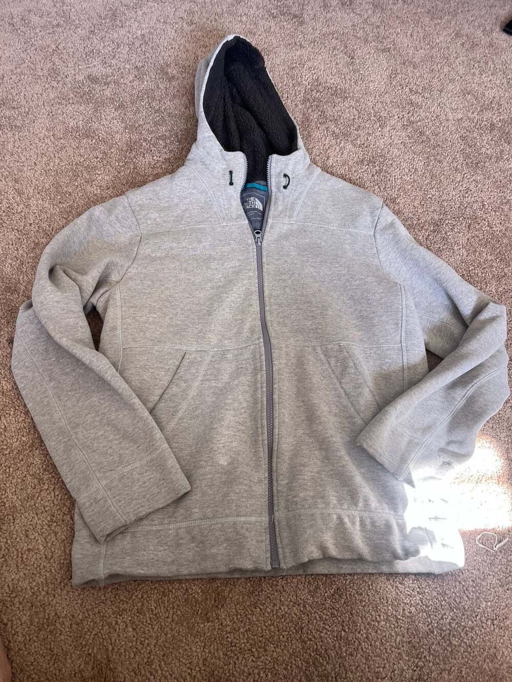 The North Face Full Zip Hoodie Size S Gray Sherpa Lined Jacket